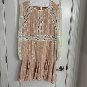 Forever Unique Women’s Lace Dress in Cream and White
